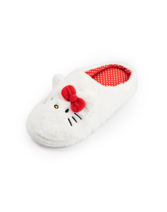 Hello Kitty Character Face Womens White Mule Slippers