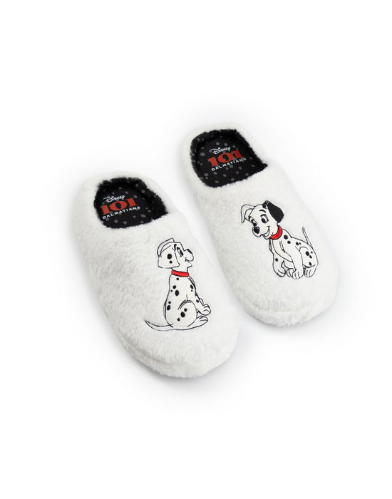 Disney 101 Dalmatians Womens White Mule Slippers
