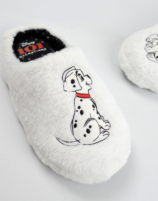 Disney 101 Dalmatians Womens White Mule Slippers