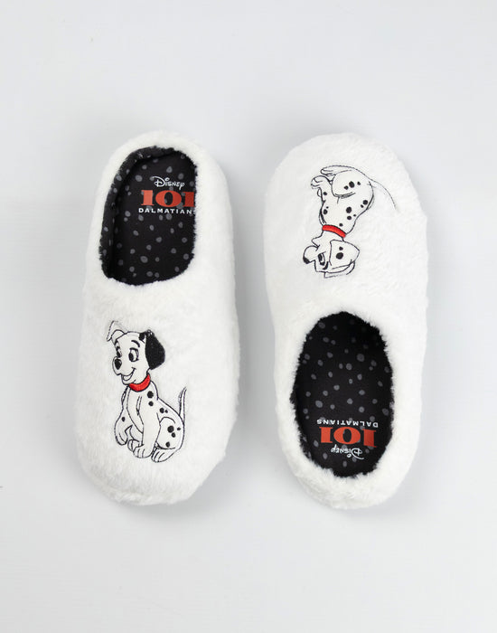 Disney 101 Dalmatians Womens White Mule Slippers