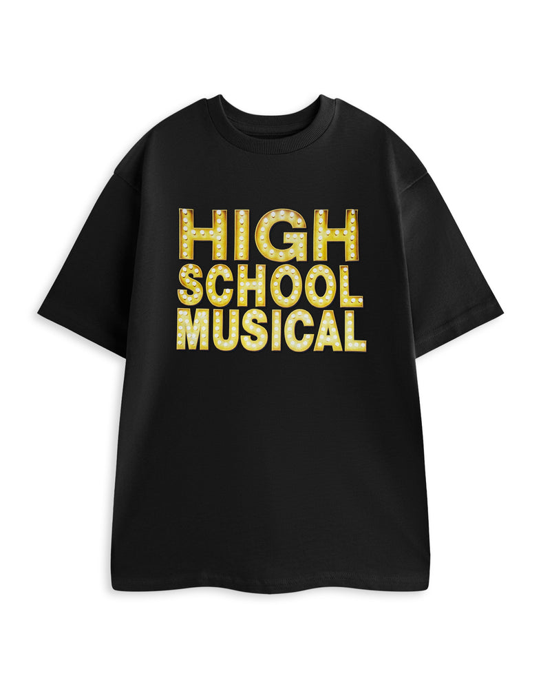 High School Musical Lights Tees Womens Black Short Sleeved T-Shirt