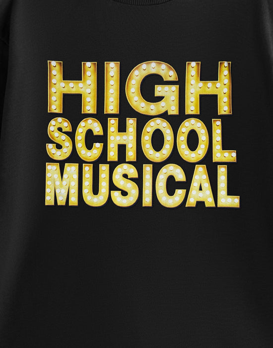 High School Musical Lights Tees Womens Black Short Sleeved T-Shirt