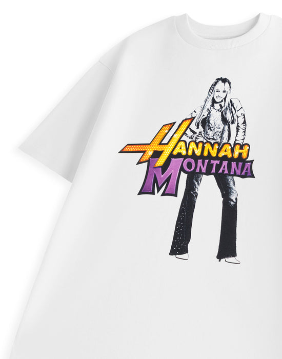 Disney Lights Hannah Montana Womens White Short Sleeved T-Shirt