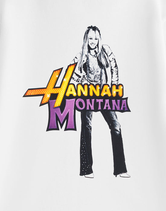 Disney Lights Hannah Montana Womens White Short Sleeved T-Shirt