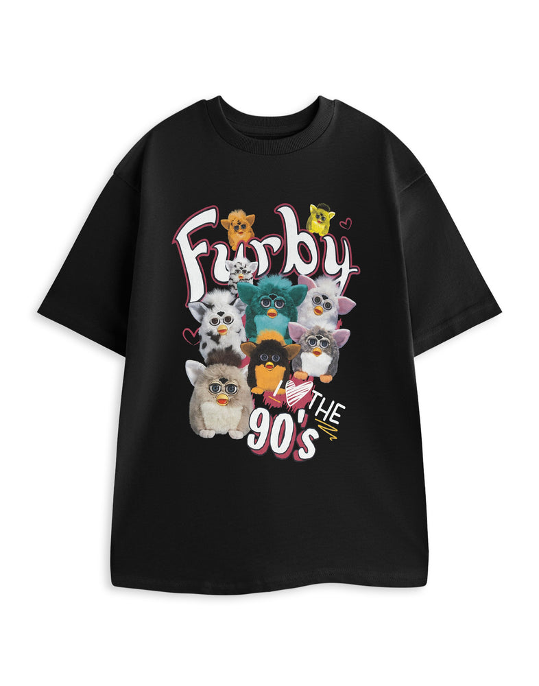 Furby I Love The 90'S Female Black Short Sleeved T-Shirt