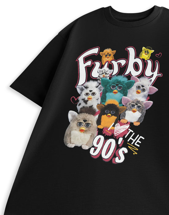 Furby I Love The 90'S Female Black Short Sleeved T-Shirt