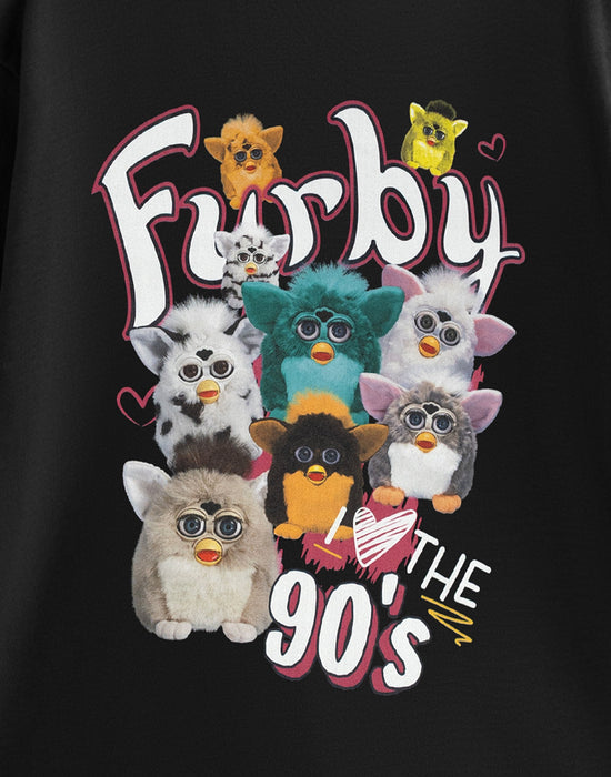 Furby I Love The 90'S Female Black Short Sleeved T-Shirt
