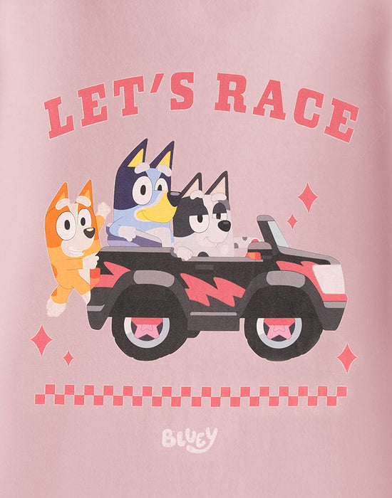 Bluey Lets Race Womens Pink Short Sleeved T-Shirt