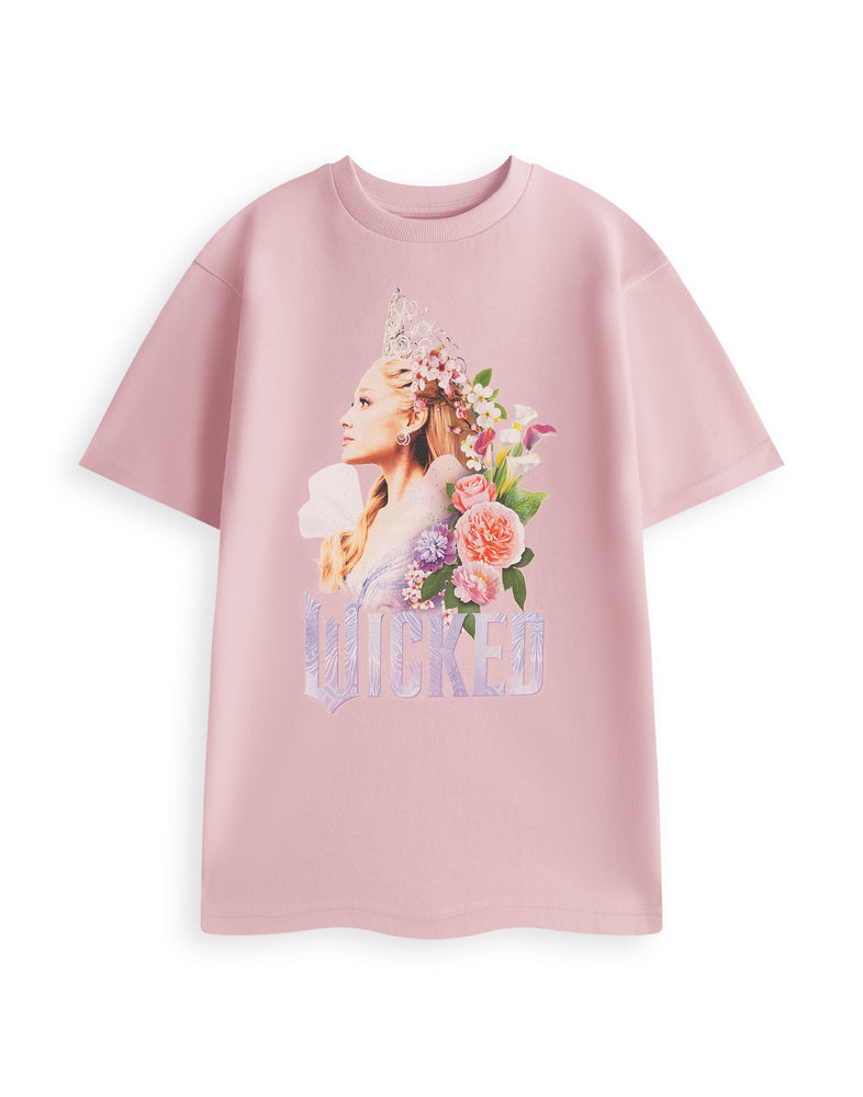 Wicked Floral Glinda Womens Pink Short Sleeved T-Shirt