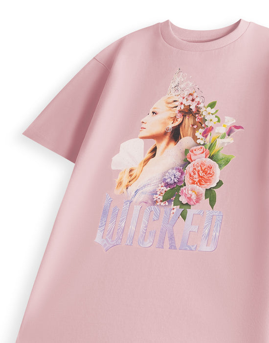 Wicked Floral Glinda Womens Pink Short Sleeved T-Shirt