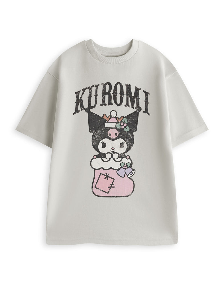 Hello Kitty & Friends Kuromi Stocking Womens Grey Short Sleeved T-Shirt