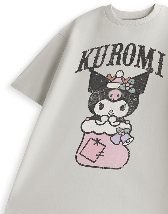 Hello Kitty & Friends Kuromi Stocking Womens Grey Short Sleeved T-Shirt