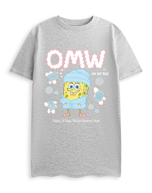 SpongeBob SquarePants On My Way Womens Grey Short Sleeved T-Shirt
