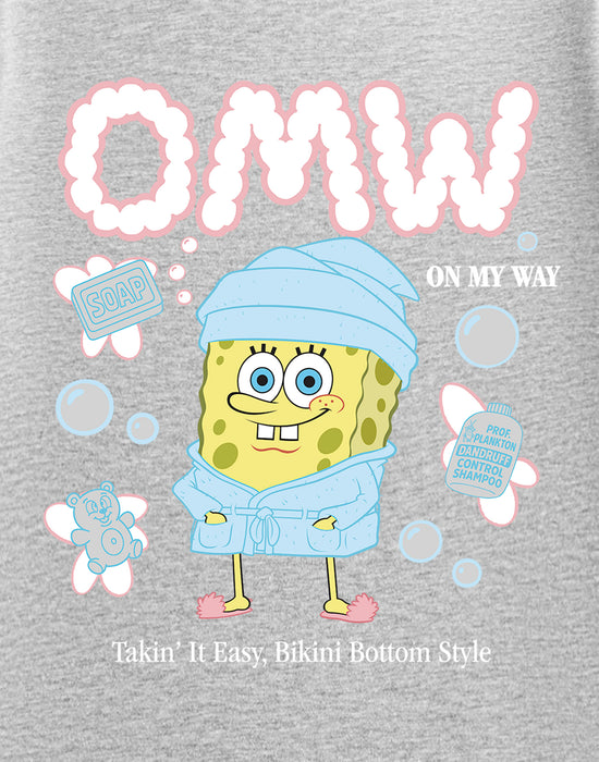 SpongeBob SquarePants On My Way Womens Grey Short Sleeved T-Shirt