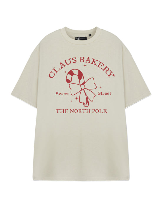 Claus Bakery Unisex Beige Short Sleeved T-Shirt