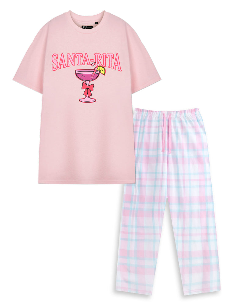 Santa-Rita Unisex Pink Short Sleeve Long Leg Pyjama Set
