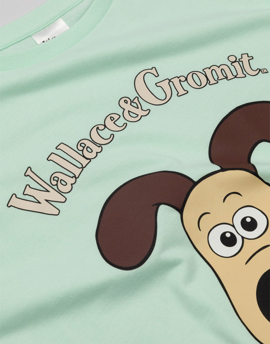 Wallace And Gromit Cup Character Womens Green Short Sleeve Short Leg Pyjama Set