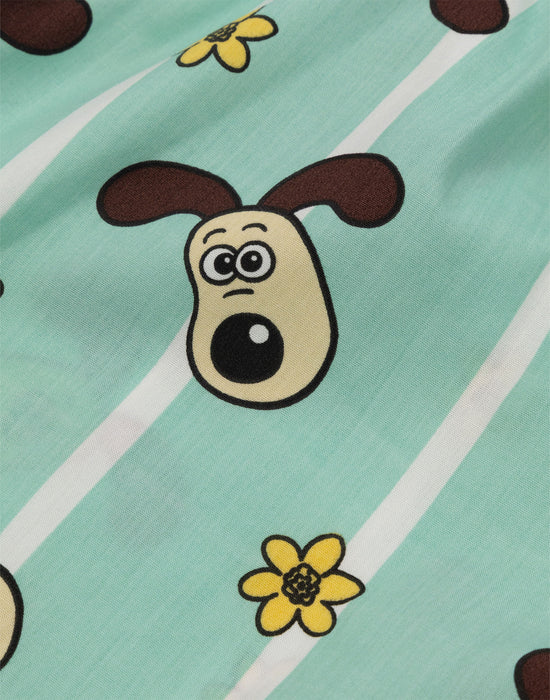 Wallace And Gromit Cup Character Womens Green Short Sleeve Short Leg Pyjama Set