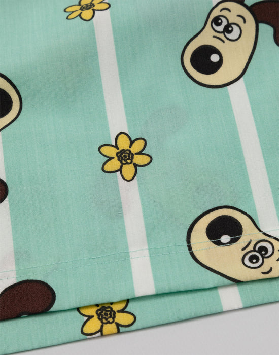 Wallace And Gromit Cup Character Womens Green Short Sleeve Short Leg Pyjama Set