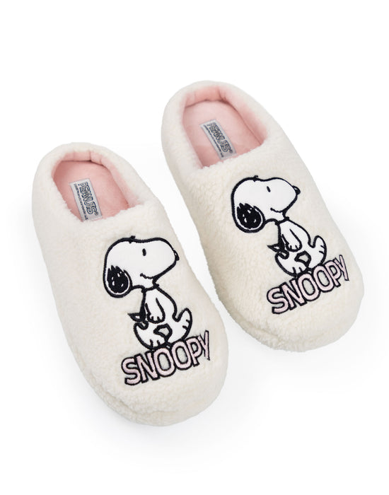 Peanuts Snoopy Womens white Mule Slippers