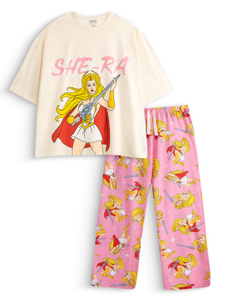 Masters of the Universe She-Ra Womens Multicoloured Short Sleeve Long Leg Pyjama Set