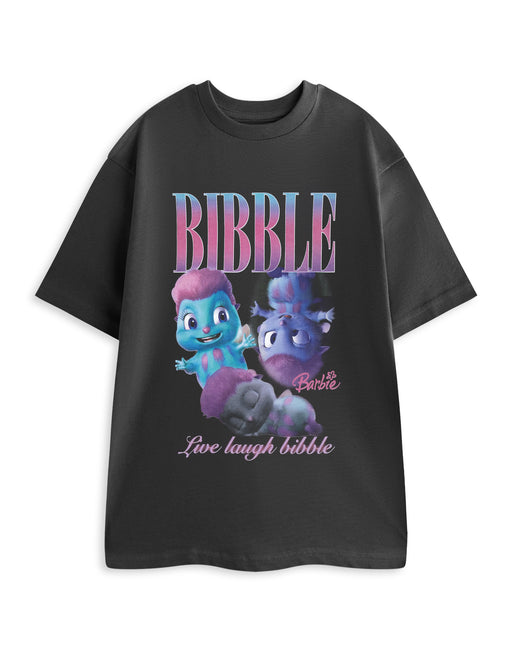 Barbie Live Laugh Bibble Womens Black Short Sleeved T-Shirt
