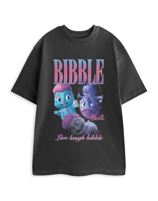 Barbie Live Laugh Bibble Womens Black Short Sleeved T-Shirt