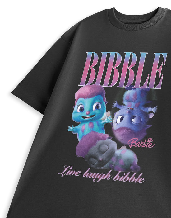 Barbie Live Laugh Bibble Womens Black Short Sleeved T-Shirt