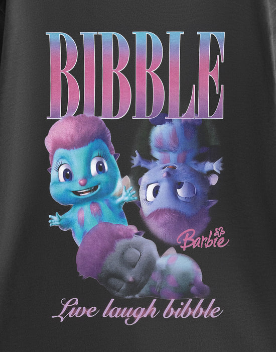 Barbie Live Laugh Bibble Womens Black Short Sleeved T-Shirt