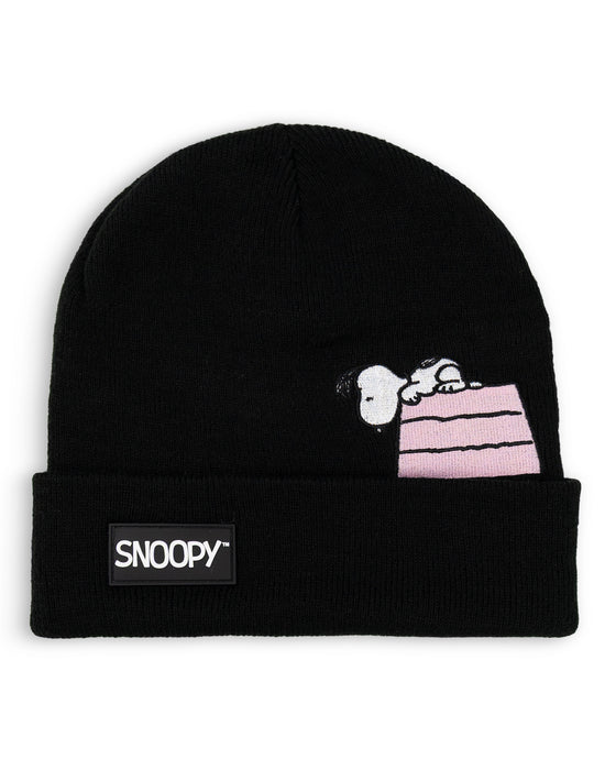 Peanuts Snoopy Womens Black Beanie Hat