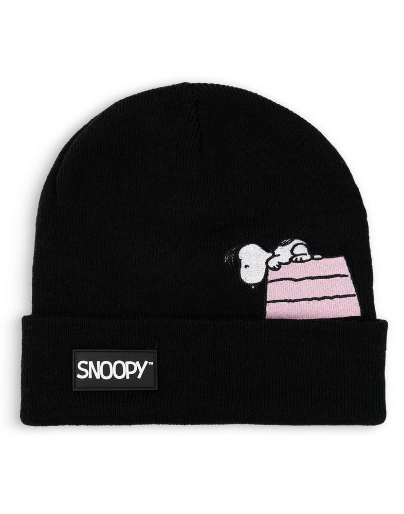 Peanuts Snoopy Womens Black Beanie Hat