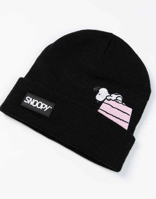 Peanuts Snoopy Womens Black Beanie Hat