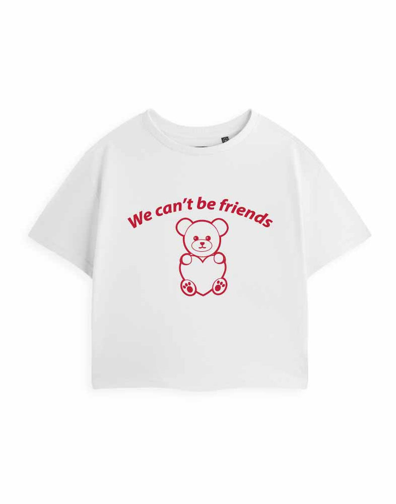 We Can't Be Friends Womens White Cropped Short Sleeved T-Shirt