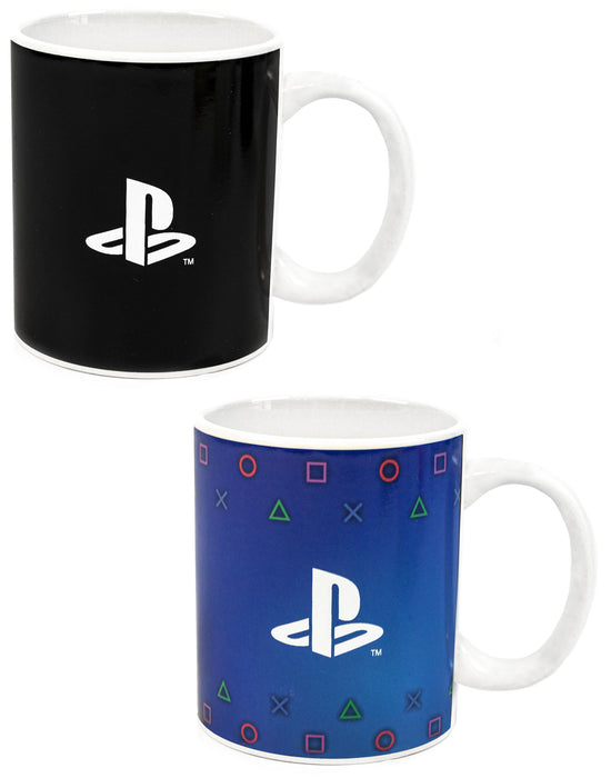 PlayStation Logo Print Womens Black Heat Changing Mug