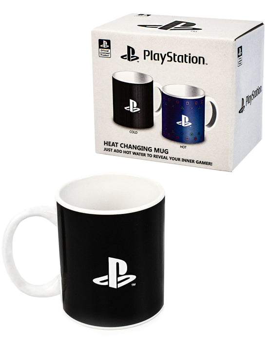 PlayStation Logo Print Womens Black Heat Changing Mug