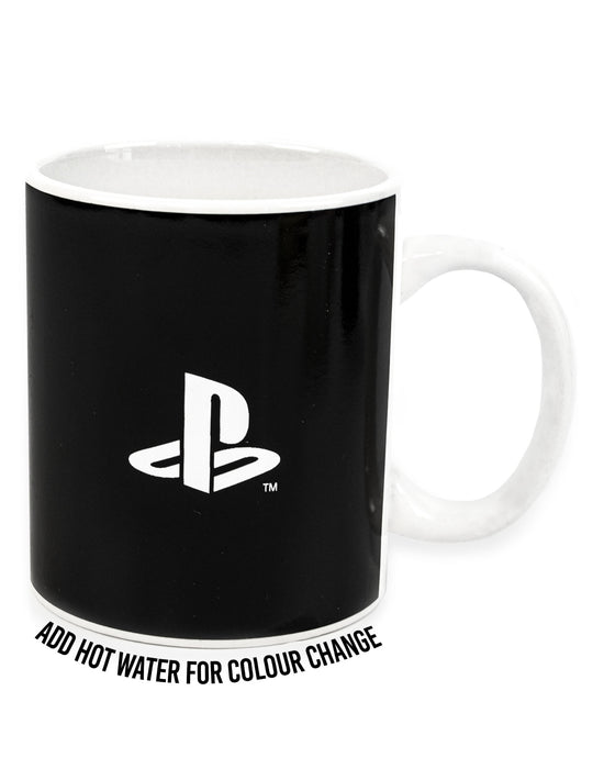 PlayStation Logo Print Womens Black Heat Changing Mug