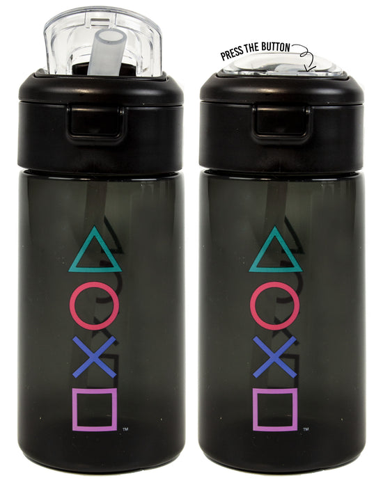 PlayStation Controller Symbols Print Womens Black Spout Water Bottle