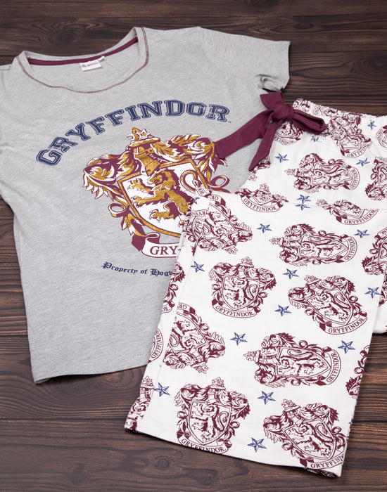 Harry Potter Gryffindor Womens Grey Short Sleeve Long Leg Pyjama Set