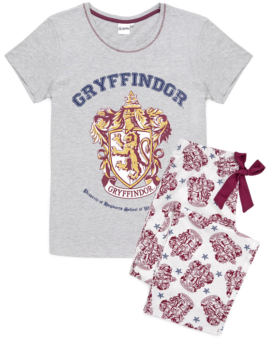 Harry Potter Gryffindor Womens Grey Short Sleeve Long Leg Pyjama Set
