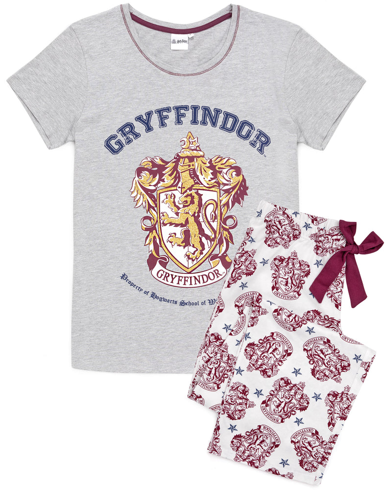 Harry Potter Gryffindor Womens Grey Short Sleeve Long Leg Pyjama Set