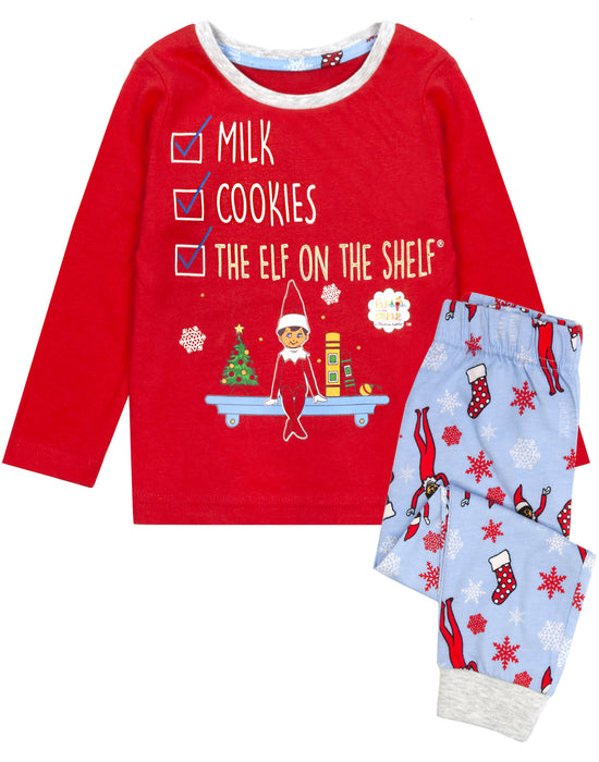 The Elf On The Shelf Unisex Kids Red Long Sleeve Long Leg Pyjama Set
