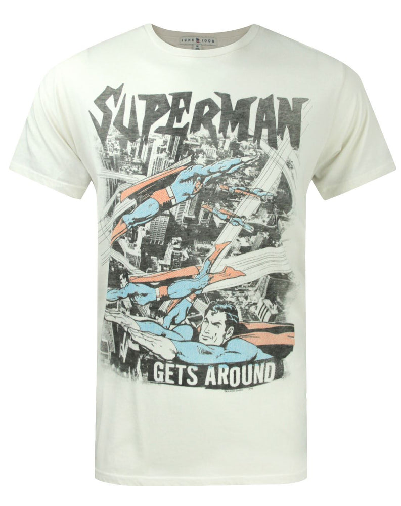 Junk Food Clothing Superman Mens Beige Short Sleeved T-Shirt