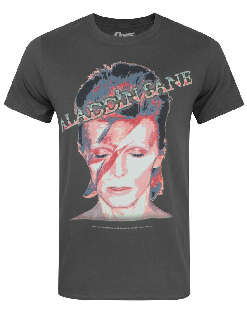 David Bowie Aladdin Sane Print Mens Grey Short Sleeved T-Shirt