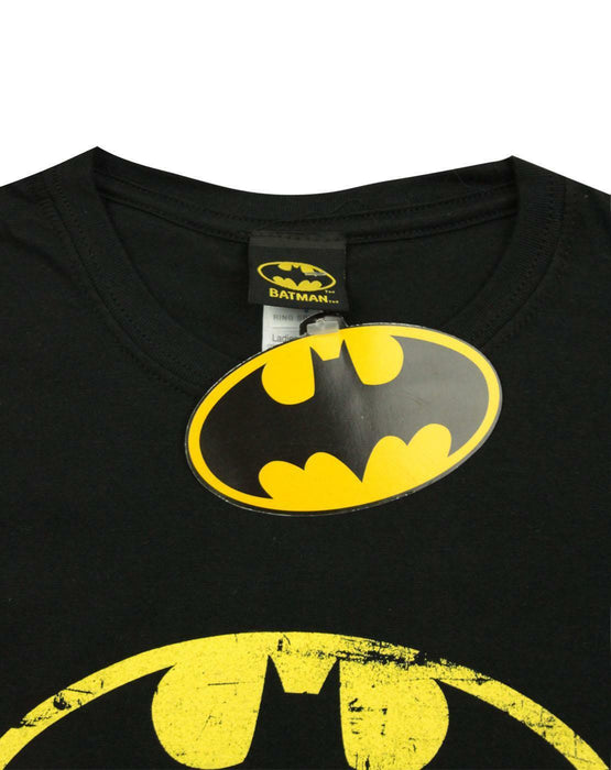 DC Comics Distressed Logo Womens Black Short Sleeved T-Shirt