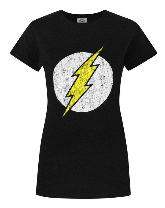 DC Comics Batman Distressed Logo Womens Black Short Sleeved T-Shirt