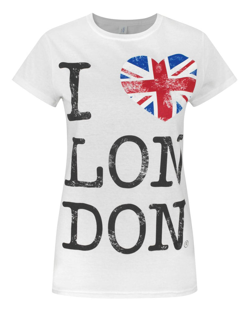I Love London I Love London Text Womens White Short Sleeved T-Shirt