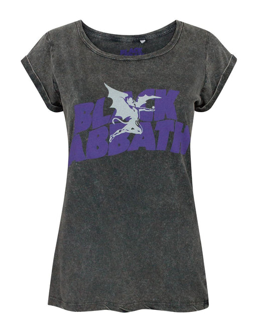 Black Sabbath Demon Logo Women's Acid Wash T-Shirt