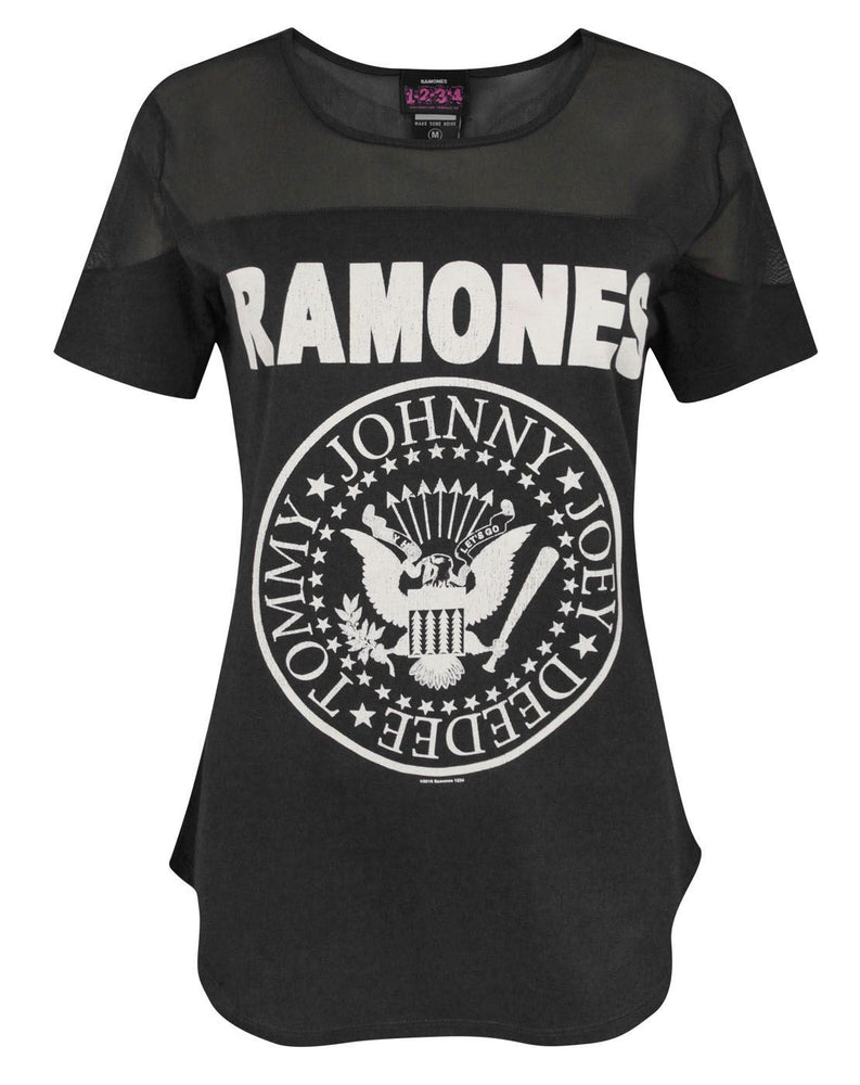 Amplified Ramones Seal Logo Women's Sheer Panel T-Shirt