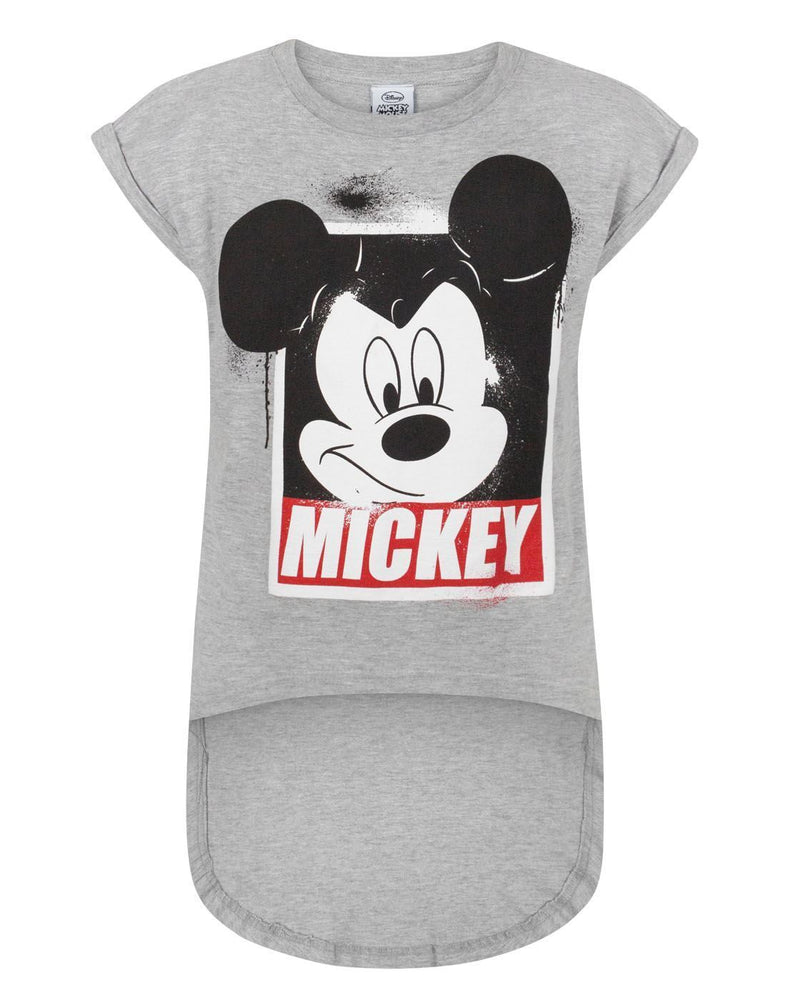 Disney Mickey Mouse Girl's Dipped Hem T-Shirt