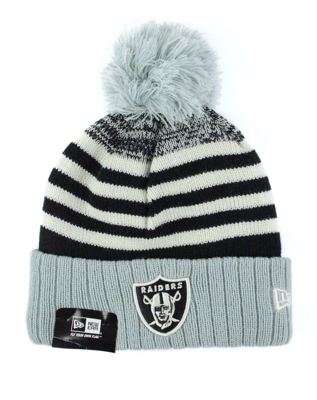 New Era NFL Oakland Raiders Striped Knit Hat Vanilla Underground